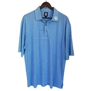 FootJoy Blue and White Striped Golf Polo - XL
